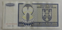 HRVAŠKA KNIN P-R10 1000000 DINARA 1993