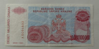 HRVAŠKA KNIN P-R28  10000000000 DINARA 1993