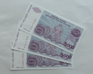 HRVAŠKA KNIN P-R20 3 x 5000 dinara 1993 UNC