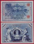 NEMČIJA - 100 mark 1908 UNC črka Q rdeče številke