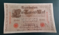 NEMČIJA Reich 1.000 mark 1910 P44b 7 številk zelene zaš. nitke črka N