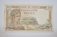 Prodam bankovec 50 francoskih frankov 1939