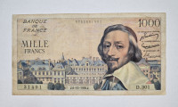 Prodam redkejši  bankovec 1000 francoskih frankov 1956