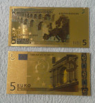 SPOMINSKI POZLAČEN BANKOVEC ZA 5 EVROV