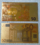 SPOMINSKI POZLAČEN BANKOVEC ZA 50 EVROV