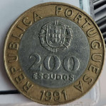 200 escudos 1991 VF, Portugalska