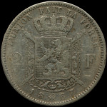 LaZooRo: Belgija 2 Francs 1867 VF - Srebro