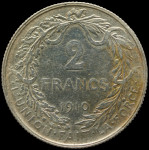 LaZooRo: Belgija 2 Francs 1910 VF/XF - Srebro