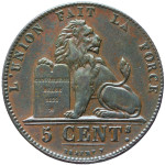 LaZooRo: Belgija 5 Centimes 1855 UNC