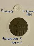 Finska 5 Pennia 1866