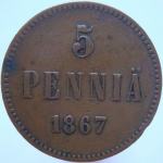 LaZooRo: Finska 5 Pennia 1867 VF