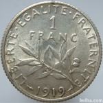 LaZooRo: Francija 1 Franc 1919 UNC a - Srebro