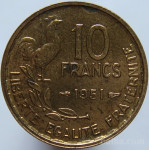 LaZooRo: Francija 10 Francs 1951 UNC