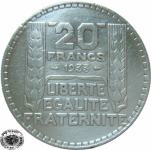 LaZooRo: Francija 20 Francs 1933 XF a - Srebro