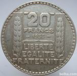 LaZooRo: Francija 20 Francs 1933 XF e - Srebro