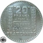 LaZooRo: Francija 20 Francs 1933 XF - Srebro