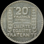 LaZooRo: Francija 20 Francs 1934 XF/UNC b - Srebro