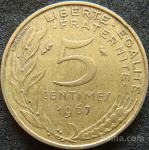 LaZooRo: Francija 5 Centimes 1967 VF/XF