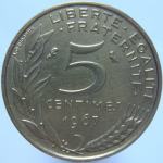 LaZooRo: Francija 5 Centimes 1967 XF/UNC c