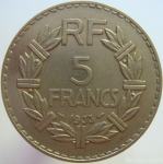 LaZooRo: Francija 5 Francs 1933 XF