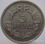 LaZooRo: Francija 5 Francs 1945 VF/XF