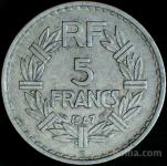 LaZooRo: Francija 5 Francs 1947 B VF a
