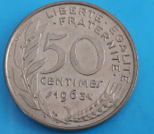 FRANCIJA 50 centimes 1963