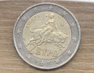Grški kovanec 2 eur - letnik 2002