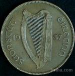 LaZooRo: Irska 1 Penny 1937 VF/XF a