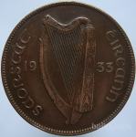 LaZooRo: Irska 1 Penny 1933 VF/XF