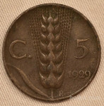 Italija 5 centesimov 1929