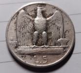 ITALIJA  5 lire 1927 srebrnik II.
