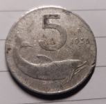 ITALIJA  5 lire 1955