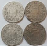 ITALIJA lot 4x 1 lira 1886 1887 Srebro 1/2 Unče  #C12