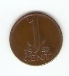KOVANEC   1 cent 1957  Nizozemska