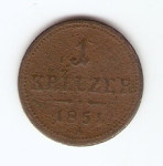 KOVANEC  1 krajcar  1851 A  Avstro ogerska