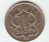 KOVANEC  1 zlot (zloty)  1929  Poljska