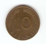 KOVANEC   10 pfennig F  ( 21 različnih kosov ) Nemčija