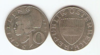 KOVANEC  10 šilingov  1958 srebrnik Avstrija