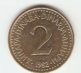 KOVANEC 2 dinarja 1982,83,84,85,86, Jugoslavija