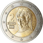 KOVANEC 2 eur Avstrija BERTHA VON SUTTNER 2002 2012 2015 2017 evro €