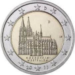 KOVANEC 2 eur Nemčija KATEDRALA NORDRHEIN WESTFALEN 2011 Germany evro