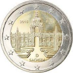 KOVANEC 2 eur Nemčija SACHSEN 2016 Zwinger Bundesländer Germany evro €