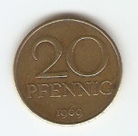 KOVANEC  20 pfennig  1969   DDR