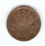 KOVANEC 20 cent 1954  Belgie