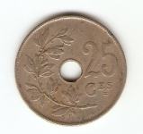 KOVANEC 25 centov 1921 Belgija