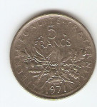 KOVANEC  5 frankov 1971  Francija