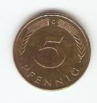 KOVANEC  5 pfennig  G ( 2 različna kosa)  Nemčija