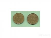 Kovanec 5 Reichspfennig 1938 D