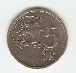 KOVANEC  5 slovaških kron 1993  Slovaška.